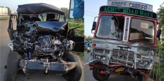 ജീപ്പും ലോറിയും കൂട്ടിയിടിച്ച് രണ്ട് പേർ‌ മരിച്ചു.