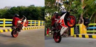 ബൈക്കിൽ മുൻചക്രം പൊക്കി പാഞ്ഞ അഭ്യാസിയുടെ ലൈസന്‍സ് റദ്ദാക്കും