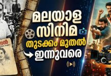 മലയാള സിനിമയുടെ വിവിധ കാലഘട്ടങ്ങളെ സൂചിപ്പിക്കുന്ന കൊളാഷ് ചിത്രം.